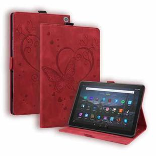 For Amazon Fire HD 10 Plus (2021) / HD 10 (2021) Love Butterfly Pattern Horizontal Flip Leather Case with Holder & Sleep / Wake-up Function(Red)
