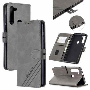 For Motorola Moto G8 Stitching Style 2-Color Cow Texture Horizontal Flip PU Leather Case with Holder & Card Slot & Lanyard(Gray)