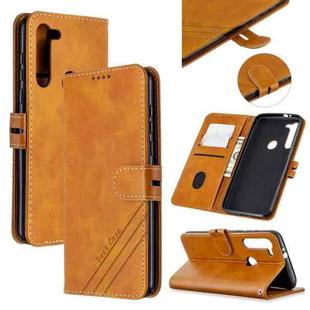 For Motorola Moto G8 Stitching Style 2-Color Cow Texture Horizontal Flip PU Leather Case with Holder & Card Slot & Lanyard(Yellow)