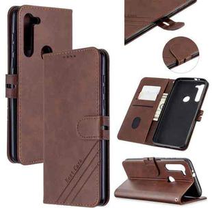 For Motorola Moto G8 Stitching Style 2-Color Cow Texture Horizontal Flip PU Leather Case with Holder & Card Slot & Lanyard(Brown)