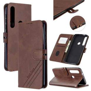 For Motorola Moto G8 Play Stitching Style 2-Color Cow Texture Horizontal Flip PU Leather Case with Holder & Card Slot & Lanyard(Brown)