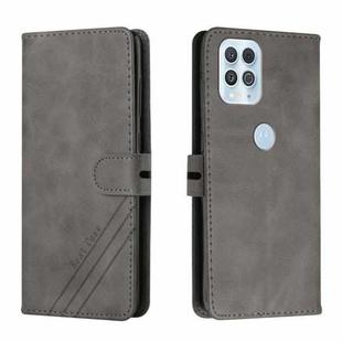 For Motorola Edge S Stitching Style 2-Color Cow Texture Horizontal Flip PU Leather Case with Holder & Card Slot & Lanyard(Gray)