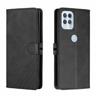 For Motorola Edge S Stitching Style 2-Color Cow Texture Horizontal Flip PU Leather Case with Holder & Card Slot & Lanyard(Black)