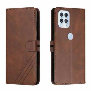 For Motorola Edge S Stitching Style 2-Color Cow Texture Horizontal Flip PU Leather Case with Holder & Card Slot & Lanyard(Brown)