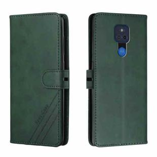 For Motorola Moto G Play 2021 Stitching Style 2-Color Cow Texture Horizontal Flip PU Leather Case with Holder & Card Slot & Lanyard(Green)