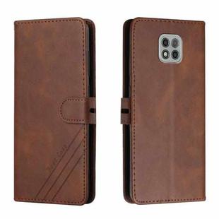 For Motorola Moto G Power 2021 Stitching Style 2-Color Cow Texture Horizontal Flip PU Leather Case with Holder & Card Slot & Lanyard(Brown)