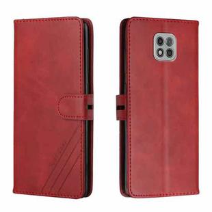 For Motorola Moto G Power 2021 Stitching Style 2-Color Cow Texture Horizontal Flip PU Leather Case with Holder & Card Slot & Lanyard(Red)