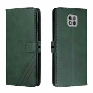 For Motorola Moto G Power 2021 Stitching Style 2-Color Cow Texture Horizontal Flip PU Leather Case with Holder & Card Slot & Lanyard(Green)