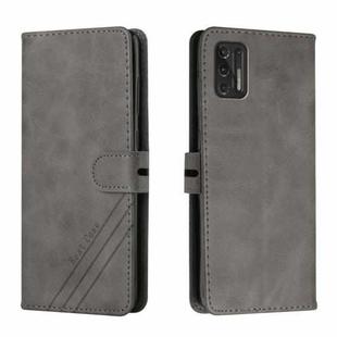 For Motorola Moto G Stylus 2021 Stitching Style 2-Color Cow Texture Horizontal Flip PU Leather Case with Holder & Card Slot & Lanyard(Gray)