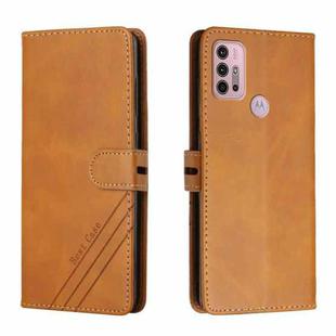 For Motorola Moto G10 / G30 Stitching Style 2-Color Cow Texture Horizontal Flip PU Leather Case with Holder & Card Slot & Lanyard(Yellow)