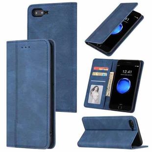 Skin Feel Pressure Line Magnetic Horizontal Flip Leather Case with Holder & Card Slot & Wallet & Photo Frame For iPhone 7 / 8 / SE(2020)(Blue)