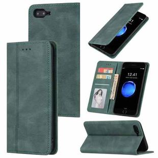 Skin Feel Pressure Line Magnetic Horizontal Flip Leather Case with Holder & Card Slot & Wallet & Photo Frame For iPhone 7 / 8 / SE(2020)(Green)