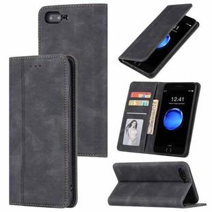 Skin Feel Pressure Line Magnetic Horizontal Flip Leather Case with Holder & Card Slot & Wallet & Photo Frame For iPhone 7 / 8 / SE(2020)(Black)