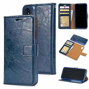 For iPhone X / XS Crazy Horse Texture Detachable Magnetic Back Cover Horizontal Flip Leather Case with Holder & Card Slots & Photo Frame & Wallet(Blue)