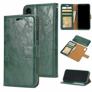 For iPhone XS Max Crazy Horse Texture Detachable Magnetic Back Cover Horizontal Flip Leather Case with Holder & Card Slots & Photo Frame & Wallet(Green)