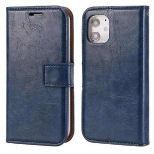 For iPhone 12 mini Crazy Horse Texture Detachable Magnetic Back Cover Horizontal Flip Leather Case with Holder & Card Slots & Photo Frame & Wallet (Blue)