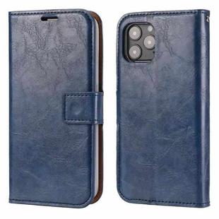 For iPhone 12 / 12 Pro Crazy Horse Texture Detachable Magnetic Back Cover Horizontal Flip Leather Case with Holder & Card Slots & Photo Frame & Wallet(Blue)