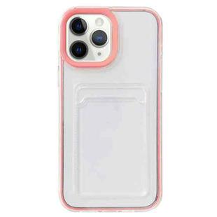 For iPhone 11 Pro Max Full-coverage 360 Clear PC + TPU Shockproof Protective Case with Card Slot (Pink)