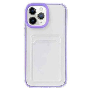 For iPhone 11 Pro Max Full-coverage 360 Clear PC + TPU Shockproof Protective Case with Card Slot (Purple)