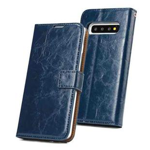 For Samsung Galaxy S10+ Crazy Horse Texture Detachable Magnetic Back Cover Horizontal Flip Leather Case with Holder & Card Slots & Photo Frame & Wallet(Blue)