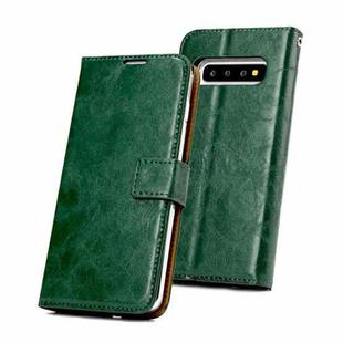 For Samsung Galaxy S10+ Crazy Horse Texture Detachable Magnetic Back Cover Horizontal Flip Leather Case with Holder & Card Slots & Photo Frame & Wallet(Green)