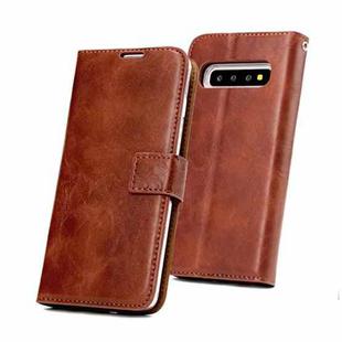 For Samsung Galaxy S10+ Crazy Horse Texture Detachable Magnetic Back Cover Horizontal Flip Leather Case with Holder & Card Slots & Photo Frame & Wallet(Brown)