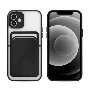 Skin Feel TPU + Frosted Translucent PC Shockproof Protective Case with Card Slot For iPhone 12 mini(Black)