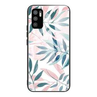 For Xiaomi Redmi Note 10 5G Colorful Painted Glass Shockproof Protective Case(Leaves)