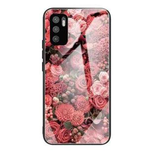 For Xiaomi Redmi Note 10 5G Colorful Painted Glass Shockproof Protective Case(Flower)
