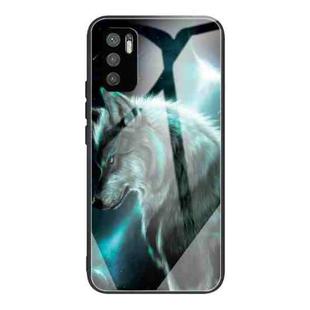 For Xiaomi Redmi Note 10 5G Colorful Painted Glass Shockproof Protective Case(Wolf)