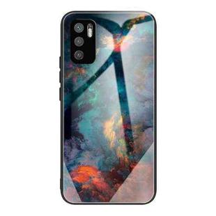For Xiaomi Redmi Note 10 5G Colorful Painted Glass Shockproof Protective Case(Clouds)