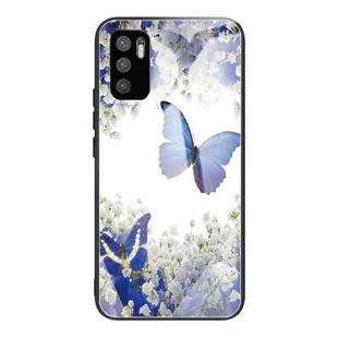 For Xiaomi Redmi Note 10 5G Colorful Painted Glass Shockproof Protective Case(Flowers and Butterflies)