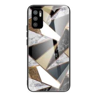 For Xiaomi Redmi Note 10 5G Abstract Marble Pattern Glass Protective Case(Rhombus Golden)