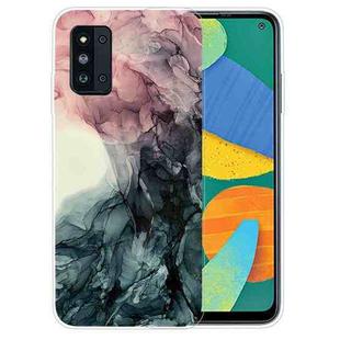 For Samsung Galaxy F52 5G Abstract Marble Pattern Glass Protective Case(Abstract Black)