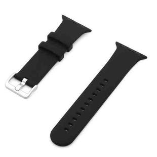 Silver Buckle Silicone Watch Band For Apple Watch Series 9&8&7 41mm / SE 3&SE 2&6&SE&5&4 40mm / 3&2&1 38mm(Black)