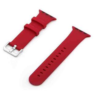Silver Buckle Silicone Watch Band For Apple Watch Series 8&7 41mm / SE 2&6&SE&5&4 40mm / 3&2&1 38mm(Dark Red)