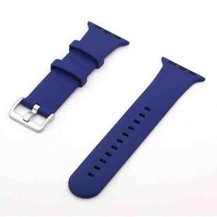 Silver Buckle Silicone Watch Band For Apple Watch Series 8&7 41mm / SE 2&6&SE&5&4 40mm / 3&2&1 38mm(Dark Blue)