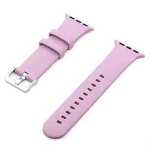 Silver Buckle Silicone Watch Band For Apple Watch Series 8&7 41mm / SE 2&6&SE&5&4 40mm / 3&2&1 38mm(Lavender Purple)