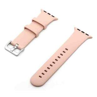 Silver Buckle Silicone Watch Band For Apple Watch Ultra 49mm&Watch Ultra 2 49mm / Series 9&8&7 45mm / SE 3&SE 2&6&SE&5&4 44mm / 3&2&1 42mm(Pink Sand)