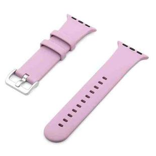 Silver Buckle Silicone Watch Band For Apple Watch Ultra 49mm&Watch Ultra 2 49mm / Series 9&8&7 45mm / SE 3&SE 2&6&SE&5&4 44mm / 3&2&1 42mm(Lavender Purple)