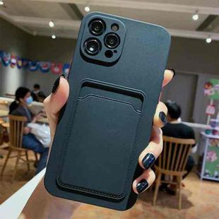 For iPhone 11 Imitation Liquid Silicone Straight Edge Shockproof Full Coverage Case with Card Slot (Black)