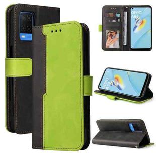 For OPPO A54 4G Business Stitching-Color Horizontal Flip PU Leather Case with Holder & Card Slots & Photo Frame & Lanyard(Green)