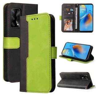 For OPPO A74 4G / F19 4G Business Stitching-Color Horizontal Flip PU Leather Case with Holder & Card Slots & Photo Frame & Lanyard(Green)
