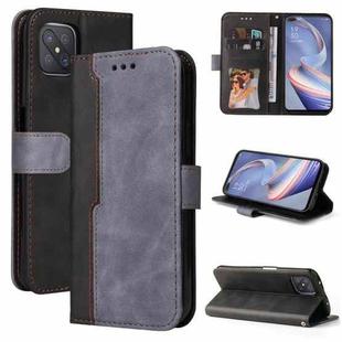 For OPPO A92S/A72 5G/A73 5G/A52 5G/Reno4 Z Business Stitching-Color Horizontal Flip PU Leather Case with Holder & Card Slots & Photo Frame & Lanyard(Grey)