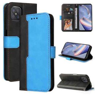 For OPPO A92S/A72 5G/A73 5G/A52 5G/Reno4 Z Business Stitching-Color Horizontal Flip PU Leather Case with Holder & Card Slots & Photo Frame & Lanyard(Blue)