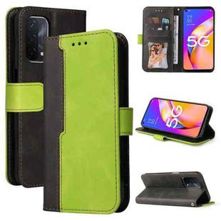 For OPPO A93 5G CN Version/A74 5G/A54 5G Business Stitching-Color Horizontal Flip PU Leather Case with Holder & Card Slots & Photo Frame & Lanyard(Green)