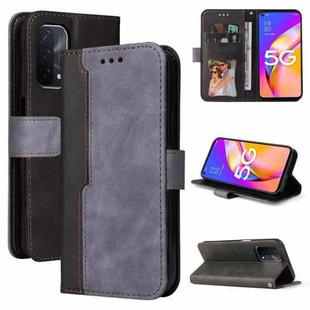 For OPPO A93 5G CN Version/A74 5G/A54 5G Business Stitching-Color Horizontal Flip PU Leather Case with Holder & Card Slots & Photo Frame & Lanyard(Grey)