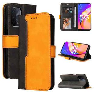 For OPPO A93 5G CN Version/A74 5G/A54 5G Business Stitching-Color Horizontal Flip PU Leather Case with Holder & Card Slots & Photo Frame & Lanyard(Orange)