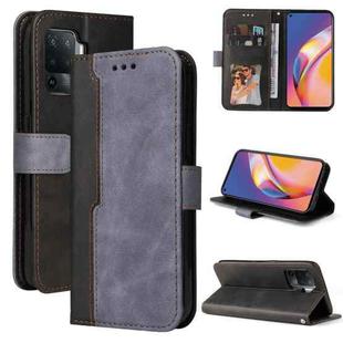 For OPPO A94 4G/F19 Pro/Reno5 F Business Stitching-Color Horizontal Flip PU Leather Case with Holder & Card Slots & Photo Frame & Lanyard(Grey)