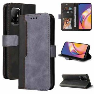 For OPPO A94 5G/F19 Pro+ 5G/Reno5 Z/A95 5G Business Stitching-Color Horizontal Flip PU Leather Case with Holder & Card Slots & Photo Frame & Lanyard(Grey)